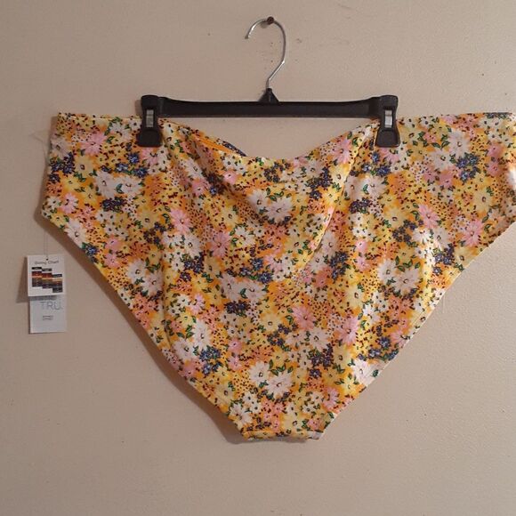 New Plus Size Bikini Bottoms Yellow Printed Women's 3X New With Tags - Picture 4 of 6